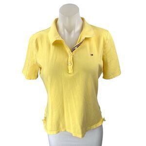 Tommy Hilfiger Women's Yellow Short Sleeve Collared Classic Polo Shirt Top Sz M